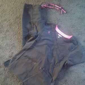 Black scrub set, top and bottoms